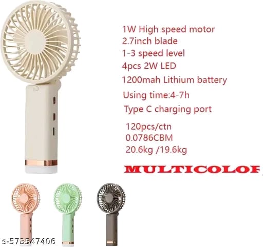 Mini Hand Fan Rechargeable with LED Light