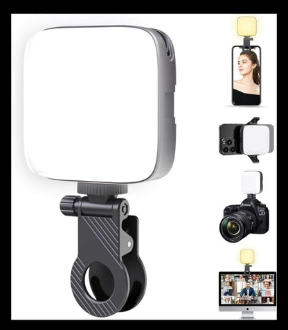 LED Video Light with Phone Holder Clip