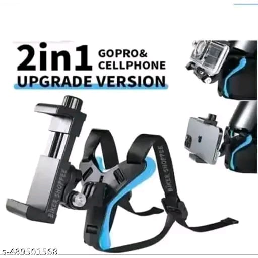HELMET STRAP MOUNT WITHCELL PHONE HOLDER FOR MOTO VLOGGING