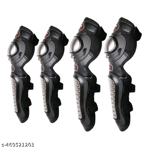 Pro X Steel Knee & Elbow Guard Flexible Breathable Adjustable Knee Shin Armor Protector for Bikers and Riders