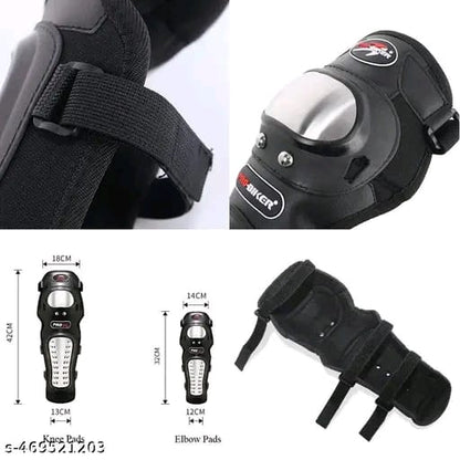 Pro X Steel Knee & Elbow Guard Flexible Breathable Adjustable Knee Shin Armor Protector for Bikers and Riders