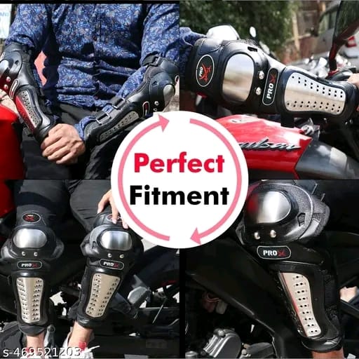 Pro X Steel Knee & Elbow Guard Flexible Breathable Adjustable Knee Shin Armor Protector for Bikers and Riders
