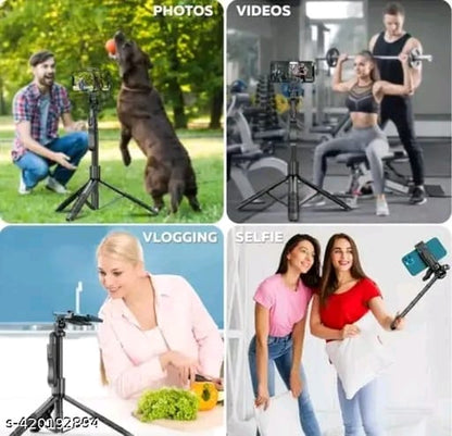 Selfie Stick Tripod with LED Fill Light, Phone Tripod Stand with Detachable Bluetooth Wireless Remote