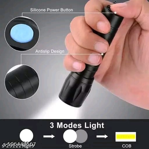 BRIGHT LIGHT Portable Aluminum COB Tactical Torch Waterproof LED USB Rechargeable Torch