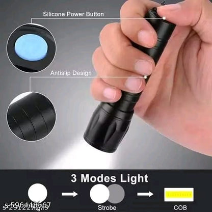 BRIGHT LIGHT Portable Aluminum COB Tactical Torch Waterproof LED USB Rechargeable Torch