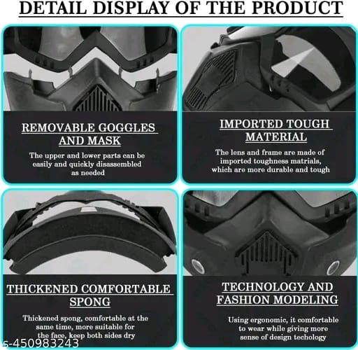 Otoroys Motorcycle Helmet Riding Goggles Glasses With Removable Face Mask