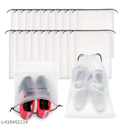 12 Pack 12x14 inch Plastic Travel Drawstring Bags Transparent Shoe Bags