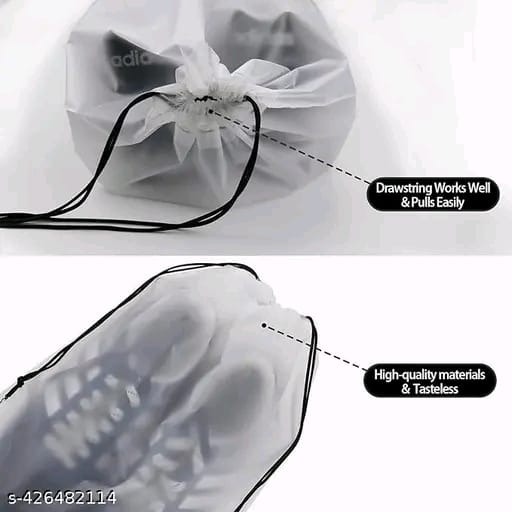 12 Pack 12x14 inch Plastic Travel Drawstring Bags Transparent Shoe Bags