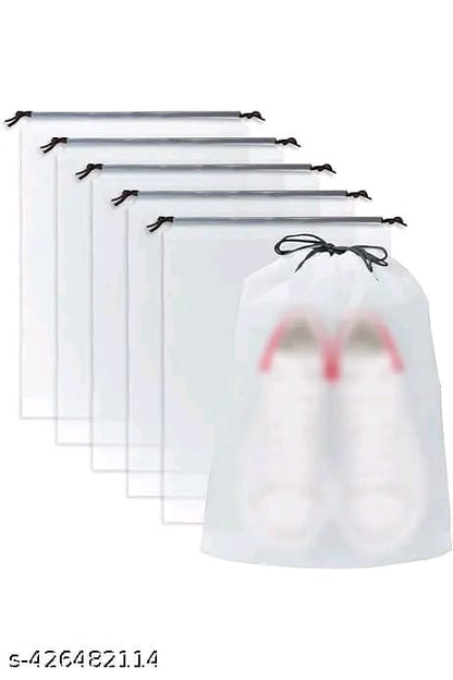 12 Pack 12x14 inch Plastic Travel Drawstring Bags Transparent Shoe Bags