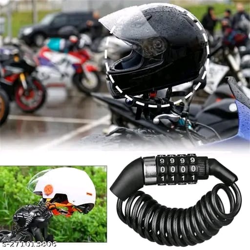 Motorcycle Helmet Lock Security 4 Digit Resettable Combination Coiling Cable Lock Bike Cable Lock Bicycle Lock