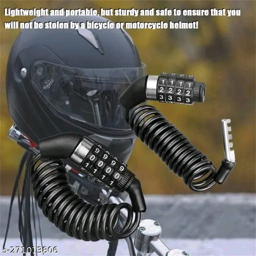 Motorcycle Helmet Lock Security 4 Digit Resettable Combination Coiling Cable Lock Bike Cable Lock Bicycle Lock