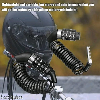 Motorcycle Helmet Lock Security 4 Digit Resettable Combination Coiling Cable Lock Bike Cable Lock Bicycle Lock