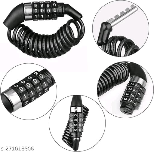 Motorcycle Helmet Lock Security 4 Digit Resettable Combination Coiling Cable Lock Bike Cable Lock Bicycle Lock