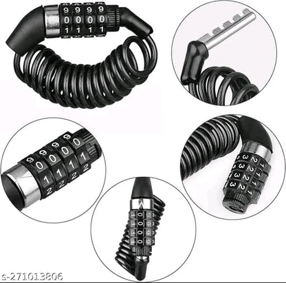 Motorcycle Helmet Lock Security 4 Digit Resettable Combination Coiling Cable Lock Bike Cable Lock Bicycle Lock