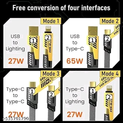 Flat Braided 4 in 1 USB C Fast