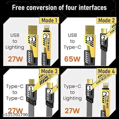 Flat Braided 4 in 1 USB C Fast