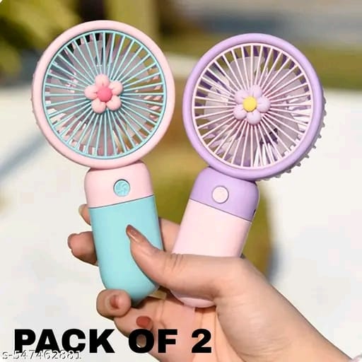 Whinsy Portable Mini Fan High Speed Mini Fan with Stand With Multi Colour Pack of 2