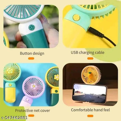 Whinsy Portable Mini Fan High Speed Mini Fan with Stand With Multi Colour Pack of 2